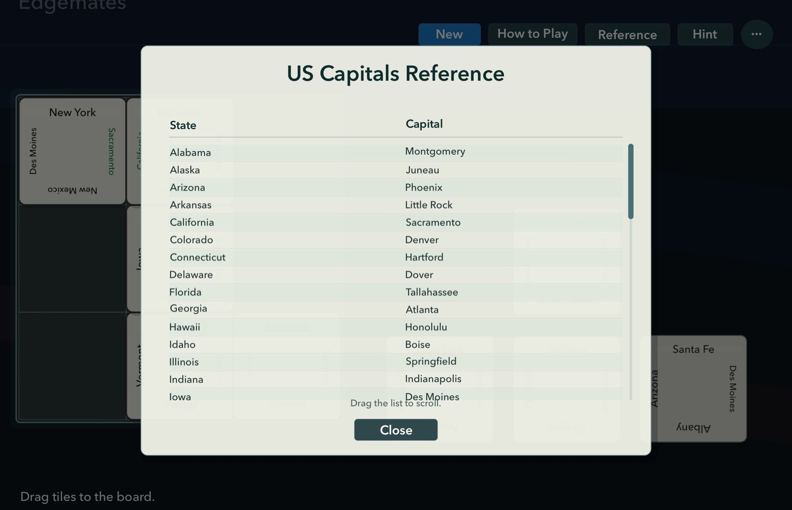 EdgeMates US Capitals reference list