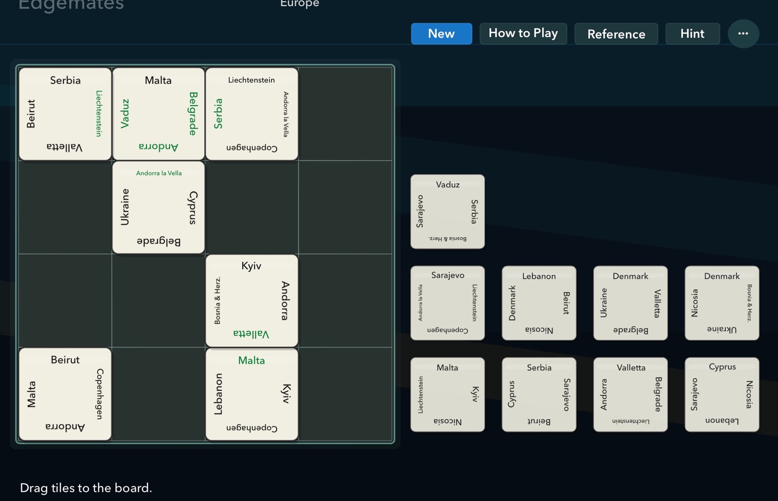 EdgeMates World Capitals gameplay with Europe capitals